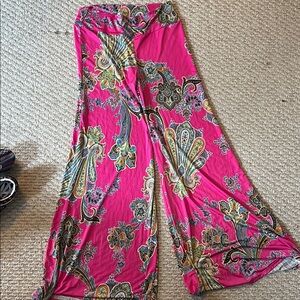 Vibrant Paisley Wide-Leg Pants